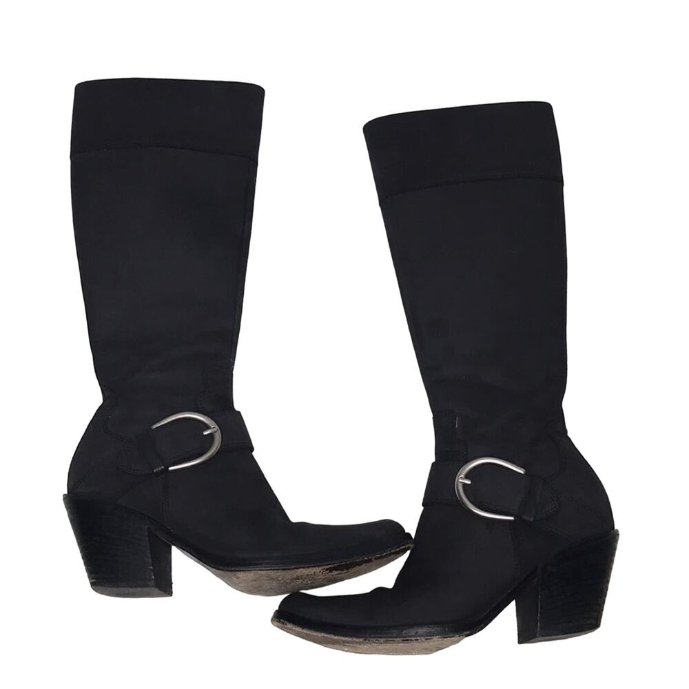 Donald J Pliner Black Leather Nari Buckle Boots Size 5.5
